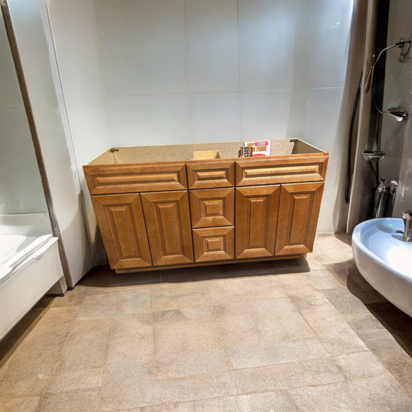 Brown Wooden Bathroom Vanity 60"