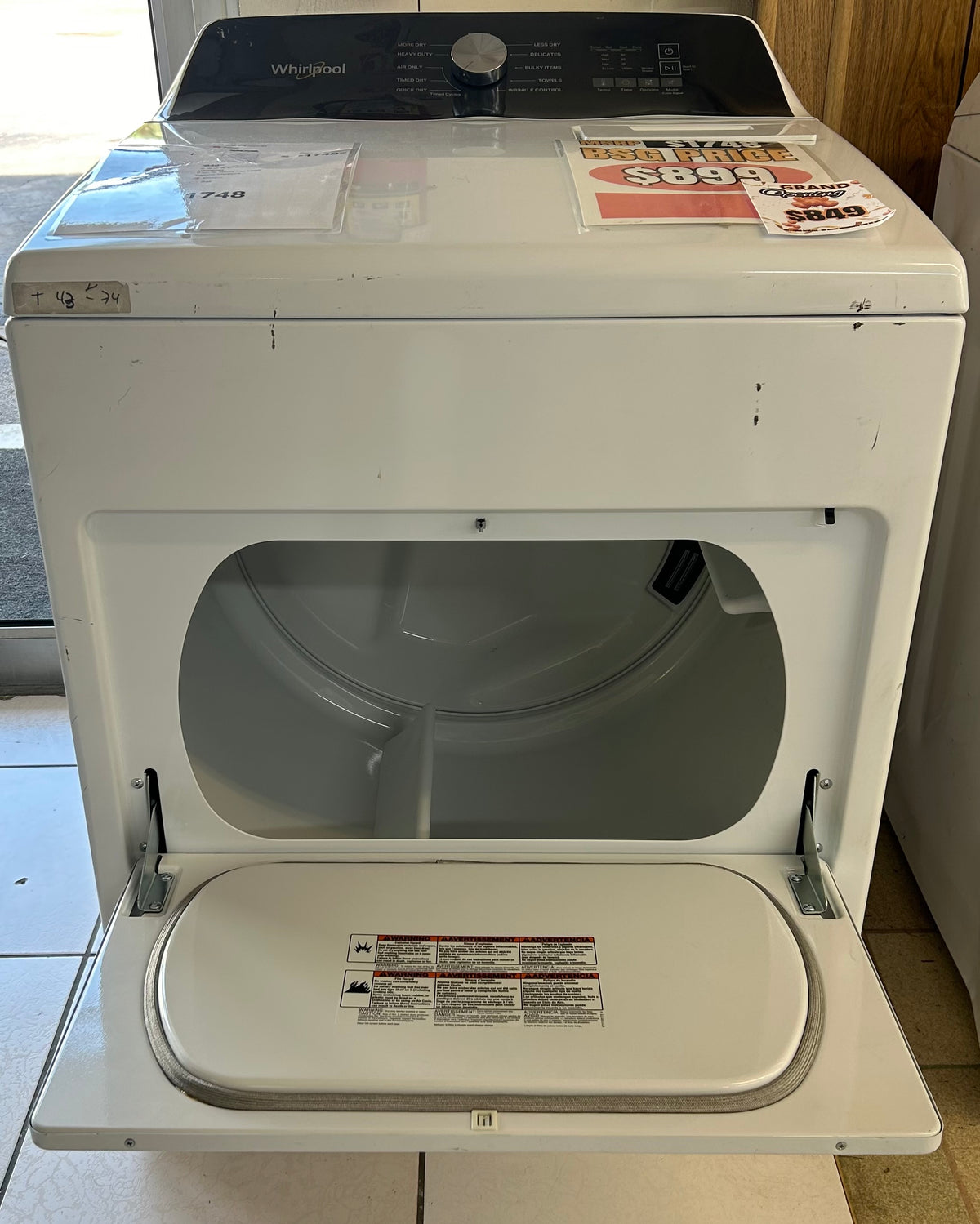 Whirlpool 7CU. FT White Top Load Electric Moisture