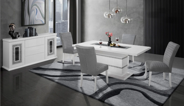 Monaco White Dinning Table + Monaco Dinning Chair Grey/White