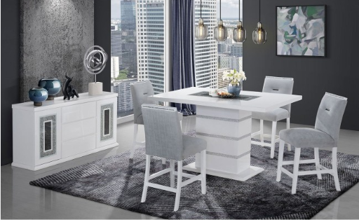 Monaco White  Bar Table Monaco Bar Stools  Grey/White