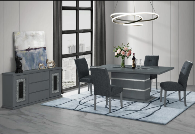 Monaco Dinning Table Dark Grey + Monaco Dinning Chair Dark Grey