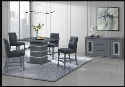 Monaco Bar Table Dark Grey + Monaco Bar Stools Dark Grey