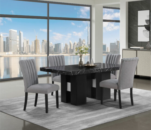 D03 Dinning Table + D8685 Dinning Chair Grey