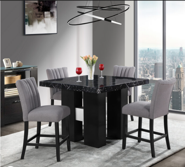 D04 Bar Table - BLACK + D8685 Bar Stool - GREY