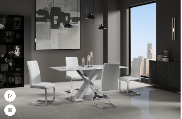 D1274Dinning Table + D915Dinning Chair White