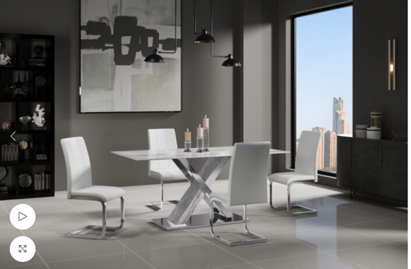 D1274Dinning Table + D915Dinning Chair White