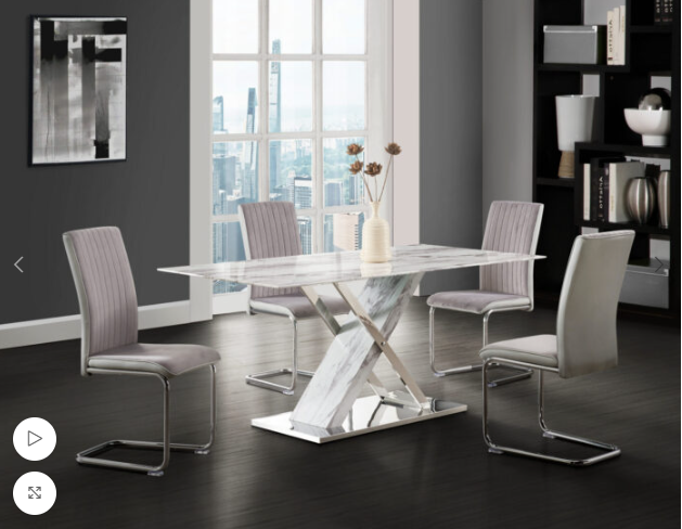 D1274 Dinning Table+ D4957 Dinning Chair GREY
