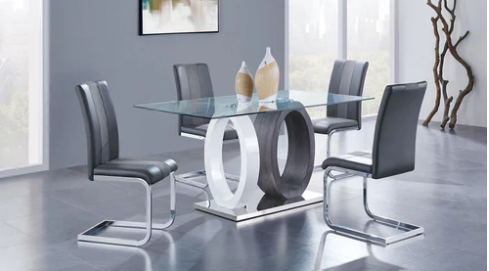 D1628 Dinning table + D915 Dinning Chair - Grey