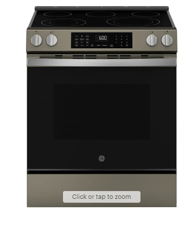 5.3 Cu. Ft. Slide-In Electric Convection Range with Steam Cleaning and Easy Wash Oven Tray - Slate