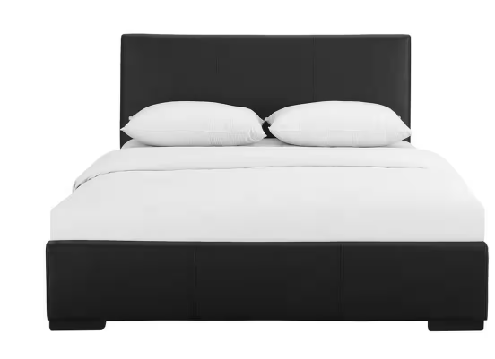 Black Fabric Queen Bed