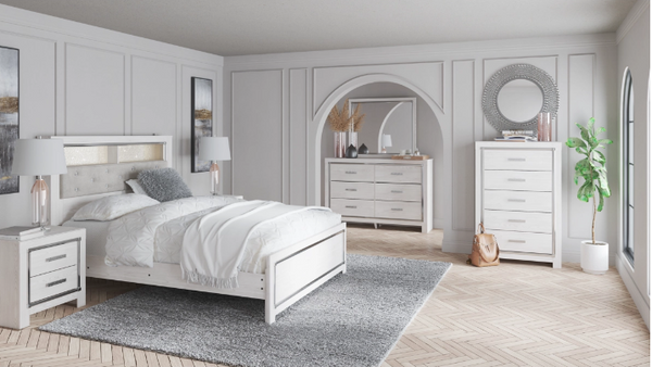 Altyra Queen Panel Bookcase Bed with Mirrored Dresser