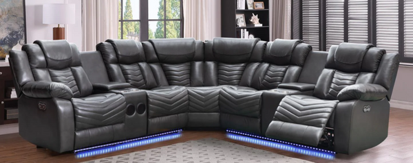 3 PC POWER RECLINER SECTIONAL GREY