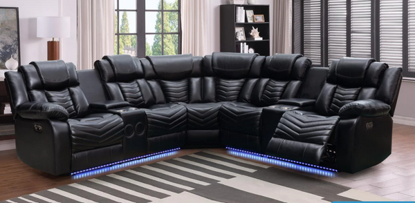 3 PC POWER RECLINER SECTIONAL BLACK