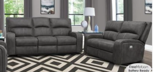 Parker House Polaris 2pc Power Recliner Living Room Set in Slate
