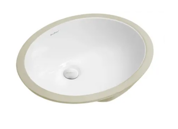 18-1/2" x  15' Oval Undermount Ceramic Bathroom Sink with Overflow