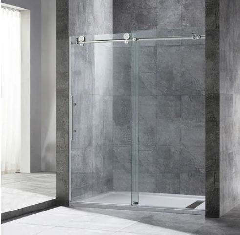 60" W x 76" H Single Sliding Frameless Shower Door