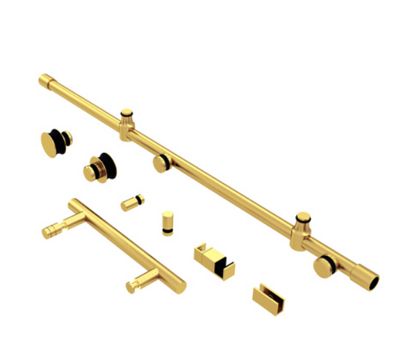 4 wheel shower glass door hardware brushed gold