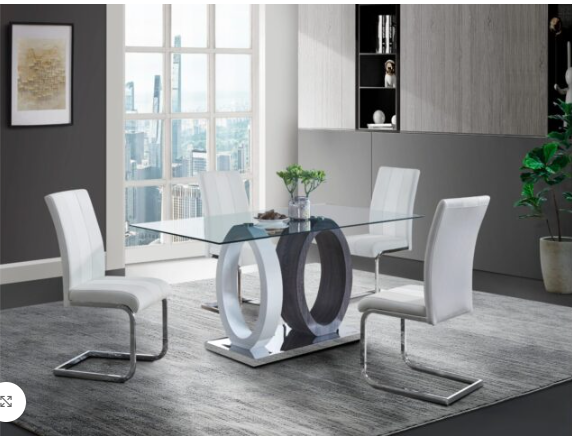 D1628 Dinning Table + D915 Dinning Chair - White